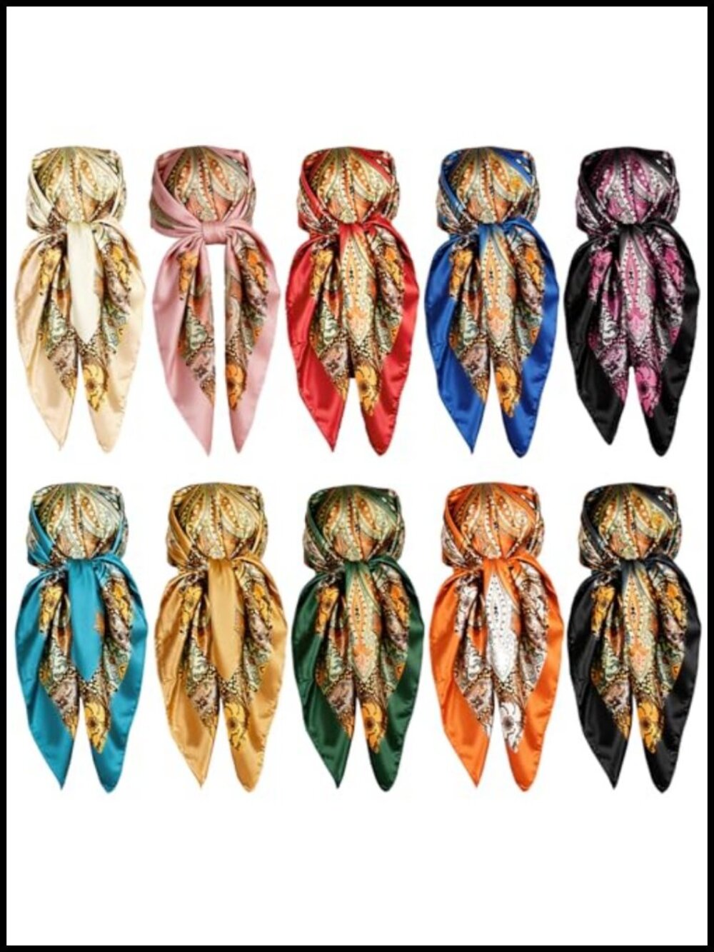 Satin Head Scarf Large Square Fashion Hair Wrapping Scarves 35in Polyester